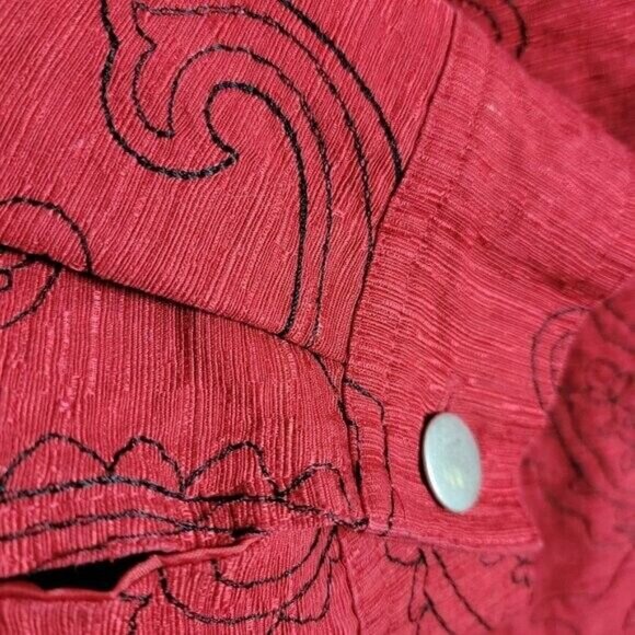 Silkland Blazer Blouse Red 2X 98% Silk embroidered Retro artsy eclectic elegant - Picture 5 of 9